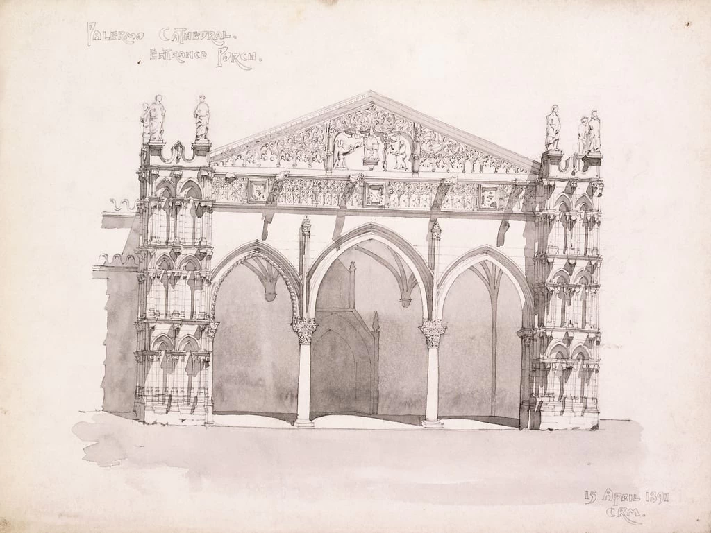 Cattedrale di Palermo, studio del portico dìingresso